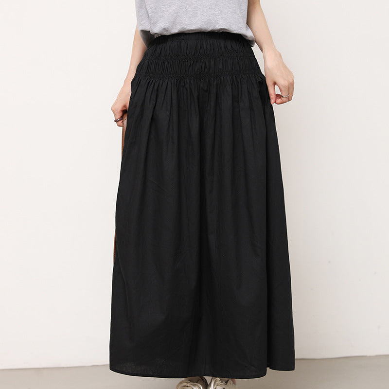 Japanese Summer Women Skirt High Waist Mid Length Gentle Small Solid Color Pettiskirt