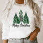 Fall Women Clothing White Long Sleeve Loose Christmas Graphic Print Crew Neck Sweater