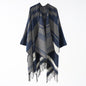 Tassel Lengthen Thicken Imitation Cashmere Autumn Winter Ethnic Travel Split Shawl Cape