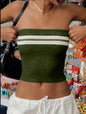 Summer Super Popular Knitted Tank Top Women Contrast Color Striped Tube Top Sexy Tight Fitting Outerwear