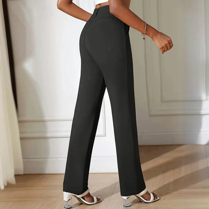 Popular Ankle Length Cigarette Pants Women High Waist Slimming Casual Office Straight