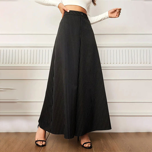 Button Striped Loose Wide Leg Pants Casual Pants Spring Women Pants Summer Trousers Women