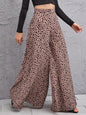 New Spring Summer Loose High Waist Leopard-Print Draping Wide-Leg Trousers Swing Pants