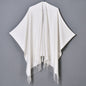 All Matching Women Classic Monochrome Tassel Split Shawl Scarf Four Seasons Cashmere Knitted Cardigan