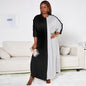 Plus Size Women Clothes Color Matching Lace Long Sleeve Dress Pullover Dress