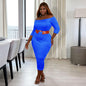 Plus Size Women Clothing off Shoulder Dress Spring Autumn Tube Top Solid Color Half Sleeve Pullover Maxi Dress  Women