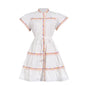 Summer Seaside Vacation Summer Round Neck Color Ruffled Short Flying Sleeves Dress Women