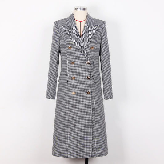 Spring Autumn High Quality Overcoat Coat Classic Houndstooth Senior Women Trench Coat