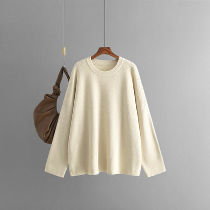 Sweater Women Autumn Winter Loose round Neck Solid Color Long Sleeve Casual Sweater Top Women