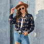 Women Long Sleeved Plaid Button Shirt Full Color Uniform Size Jacket