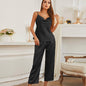 Spring Autumn Loose Silk Sleeveless Clothes Home Suspenders Trousers Two Piece Set Light Comfortable Women