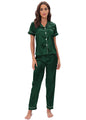 Satin Suit Two Piece Home Wear Pajamas Women