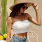 Sexy cropped Belly Band Solid Color Cross-Style Wrapped Chest One-Piece All-Match Backless Knitted Tube Top