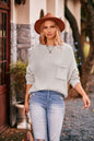 Winter Batwing Sleeve Small Turtleneck Sweater Solid Color Pocket Pullover Sweater Women