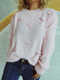 Autumn Winter Loose Bow Design Knitwear Top Women Sweet Sweater Pullover