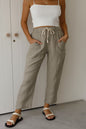 Summer Women Solid Color Casual Lace up Cotton Linen Pants