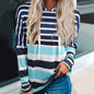 Autumn Wish Striped Hooded Long Sleeve Loose-Fitting Casual Pullover