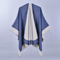 Women Spring Scarf Shawl All Match Solid Color Four Seasons Imitation Cashmere Split Cloak