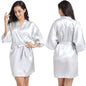 Ladies Robe Artificial Silk Satin Kimono Gown Glossy Solid Color Thin Cardigan Gown Summer Sexy Short Bathrobe