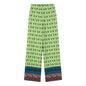 Autumn Retro Elastic Waist Green Printing Straight-Leg Pants Women
