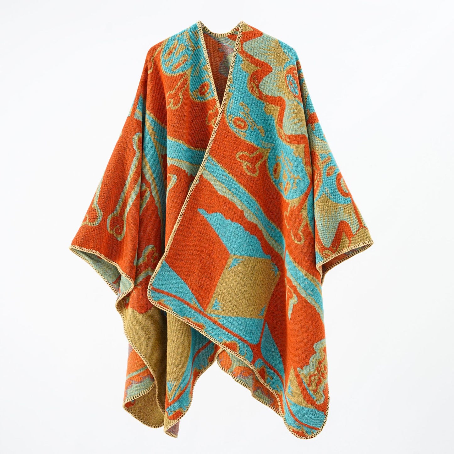 Autumn Winter Warm Shawl Double Sided Cashmere like Cloak Street Travel Cloak