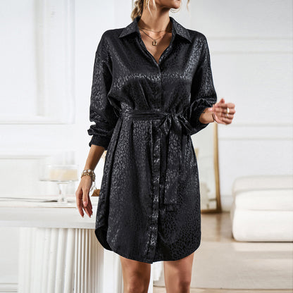 Shirt Dress Women Autumn Winter  Elegant Long Sleeve