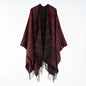 Women Autumn Winter Shawl Simple Cashmere Tassel Split Scarf Cape