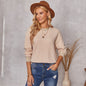 Women Clothing Autumn Top Women Solid Color round Neck Knitted Sweater