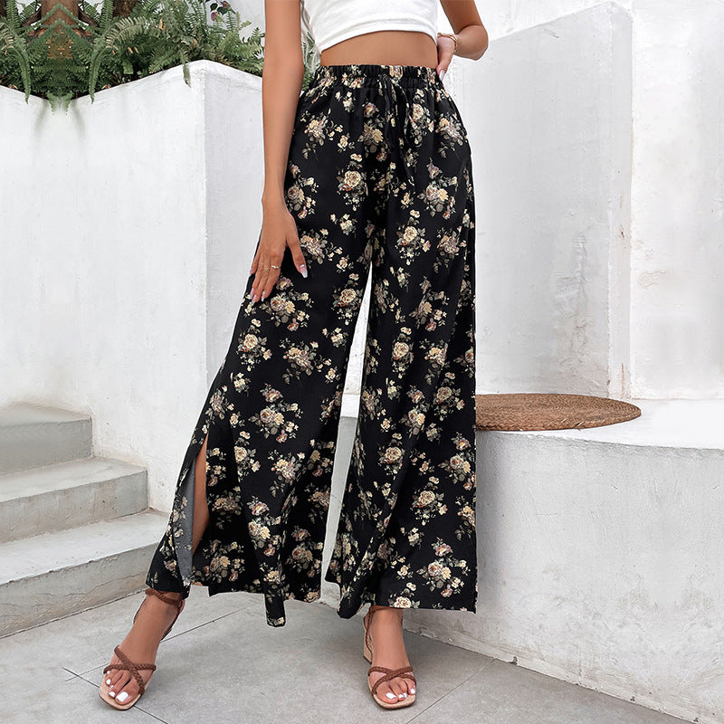 Summer Women Pants Big Horn Printed Wide Leg Pants