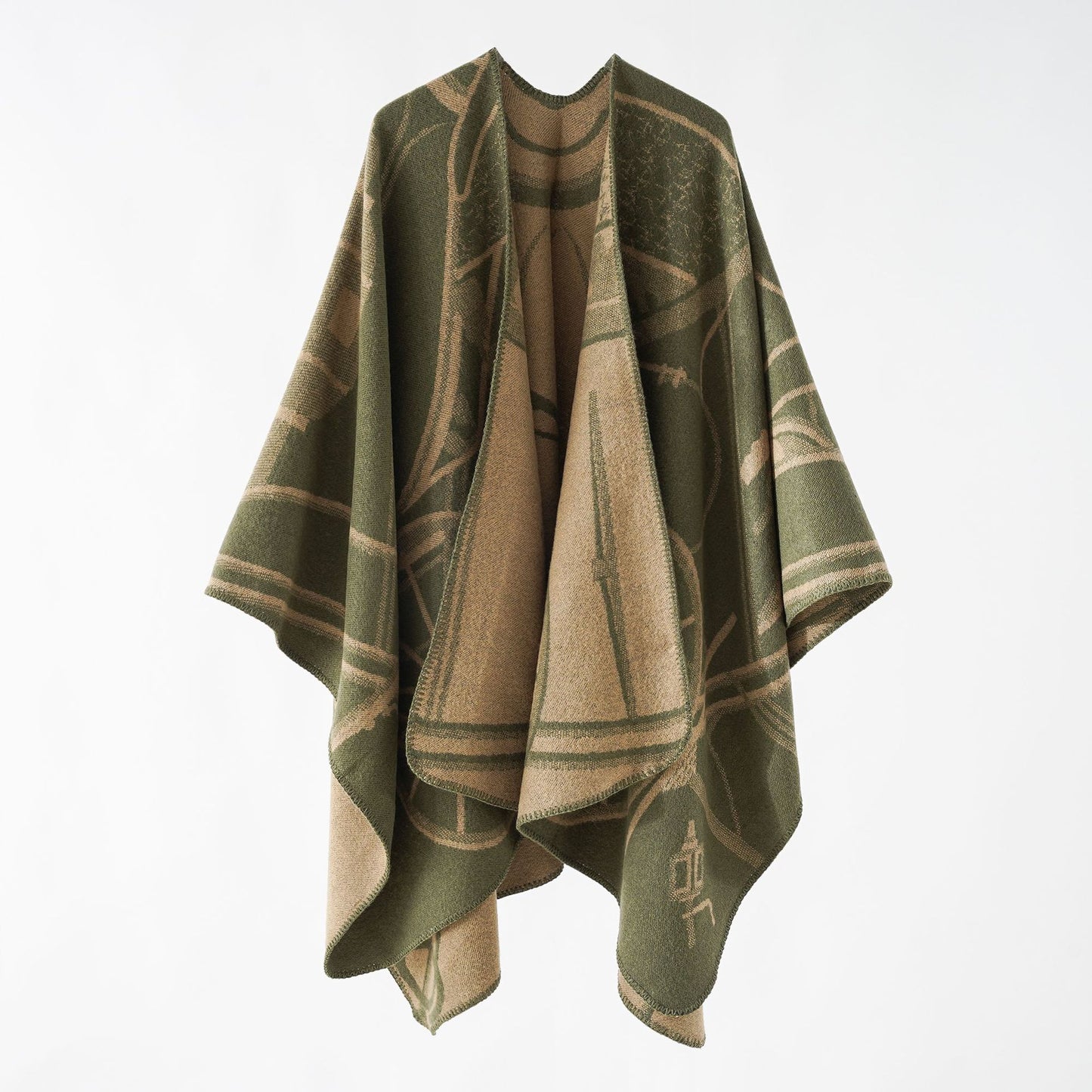 Lengthen Thicken Cashmere Like Autumn Winter Ethnic Travel Split Shawl Cape