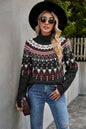 Winter Women Clothing Vintage Stripe Stitching Sweater Halloween Turtleneck Sweater