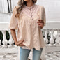 Women Clothing Spring Summer Graceful Puff Sleeve Embroidered Shirt