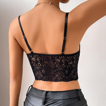 Bra Sexy Micro Elastic See Through Lace Low Cut Sling Vest