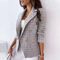 Plaid Button Small Blazer Slim Collared Short Coat