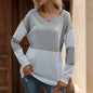 Loose Round Neck Base See through Mesh Knitted Sweater Women Casual Autumn