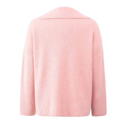 Suit Collar Thickened Jumper Women Autumn Winter Sweater