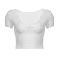 Fresh Girl Lace Stitching Foundation V Neck Slimming Short Cropped Short Sleeved T Shirt Top Summer