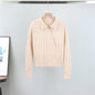 Zipper Knitted Cardigan for Women Spring Niche Sweater Coat Short Top