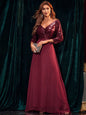 Sexy Retro Chiffon Long Sleeve Sequ Dress Evening Dress