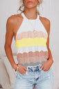 Knitted Hollow-out Camisole Casual Loose Stitching Vest for Women Patchwork