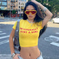 Casual All Match Round Neck Shoulder Letter Graphic Printed High Waist Cropped Short Chic T Shirt Summer