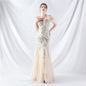 Craft Order Ostrich Hair Lamination Sequin Stitching Mesh High End Evening Dress