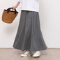 Japanese Korean Summer Women's Skirt Breathable Cool Feeling High Waist Big Swing Mid Length Real Shot