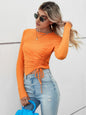 Winter Comfort Casual Irregular Asymmetric Short Pleating Slim Long Sleeve Women T shirt Tops