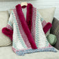 Autumn Winter Striped Knitted Tassel Cloak Women Loose Ethnic Sweater Cardigan Shawl Women