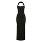 Women Clothing Drag Sister Sexy Sexy Backless Hollow Out Cutout Sheath Back Slit Lace Halter Dress