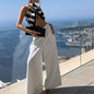 Ladies Pants Solid Color Vacation Wide Leg Pants