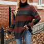 Sweater Custom Long Sleeved Turtleneck Sweater Idle Casual Loose Striped Sweater