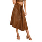 Faux Leather Trend Autumn Winter Women Irregular Asymmetric Swing Skirt