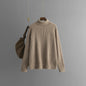 Solid Color Turtleneck Sweater for Women Autumn Winter Thickened Loose Pullover Top Knitwear Inner Wear